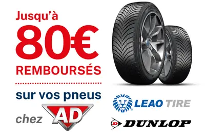 Pneus LEAO ou DUNLOP : jusqu'à 80 € remboursés